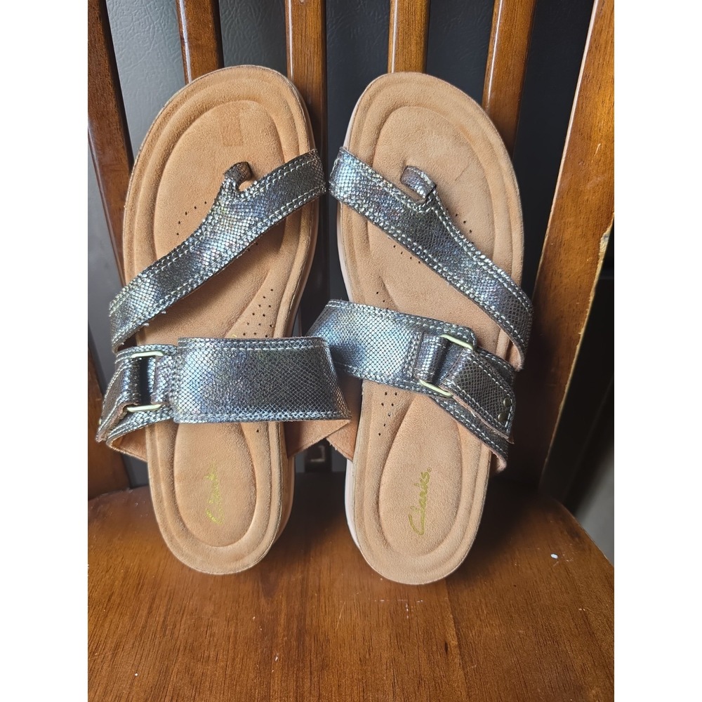 Clarks Womens‎ Yatch Comfort Sandal Gold/Bronze Slip Size Us 8.5